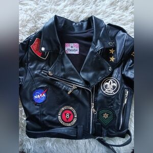 U.S. Army Black Leather Jacket with Patches